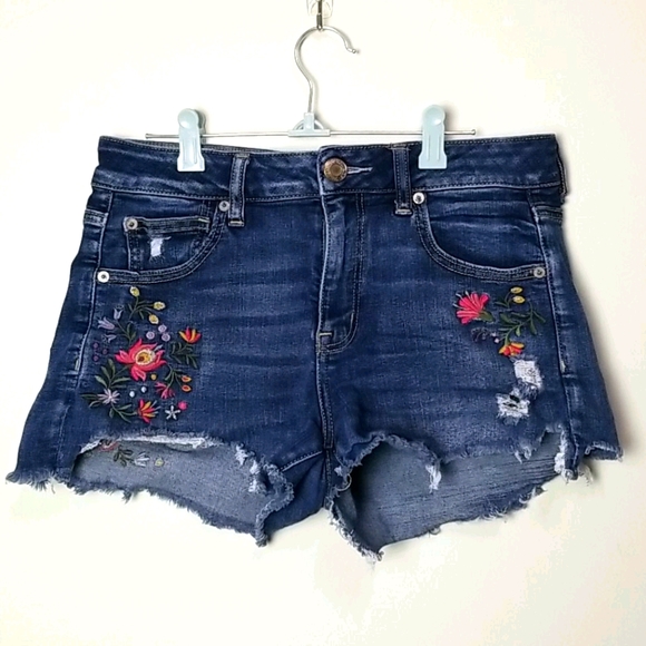 American Eagle Outfitters Pants - American Eagle Hi-Rise Shortie embroidered shorts